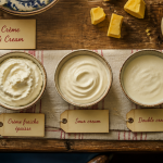 cream creme fraiche sour cream double cream en bols