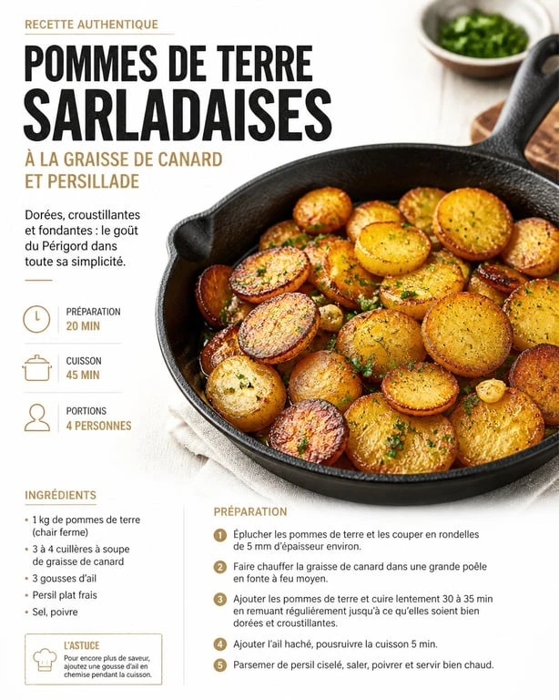 Pommes de terre sarladaises dorées et croustillantes en accompagnement