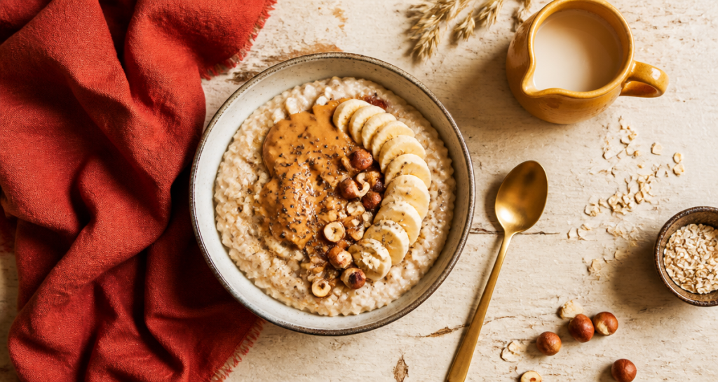 recette de porridge crémeux banane et beurre de cacahuète