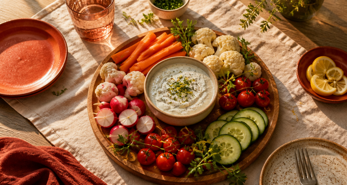 sauce crudité pour apéro avec légumes variés