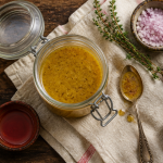 vinaigrette moutarde maison en bocal sur table