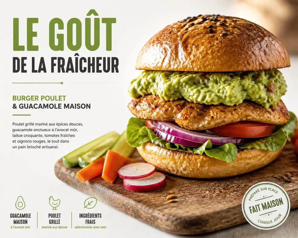 Burger au poulet et guacamole, une idée originale pour savoir avec quoi manger le guacamole