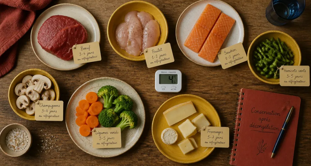 Produit décongelé combien de temps au frigo, aliments conservés