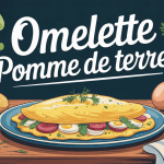 illustration assiette omelette pomme de terre avec ingrédients