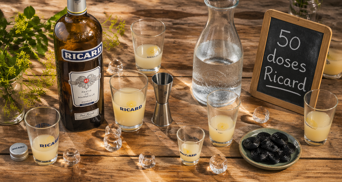 combien de dose de ricard dans 1 litre sur table apéritif