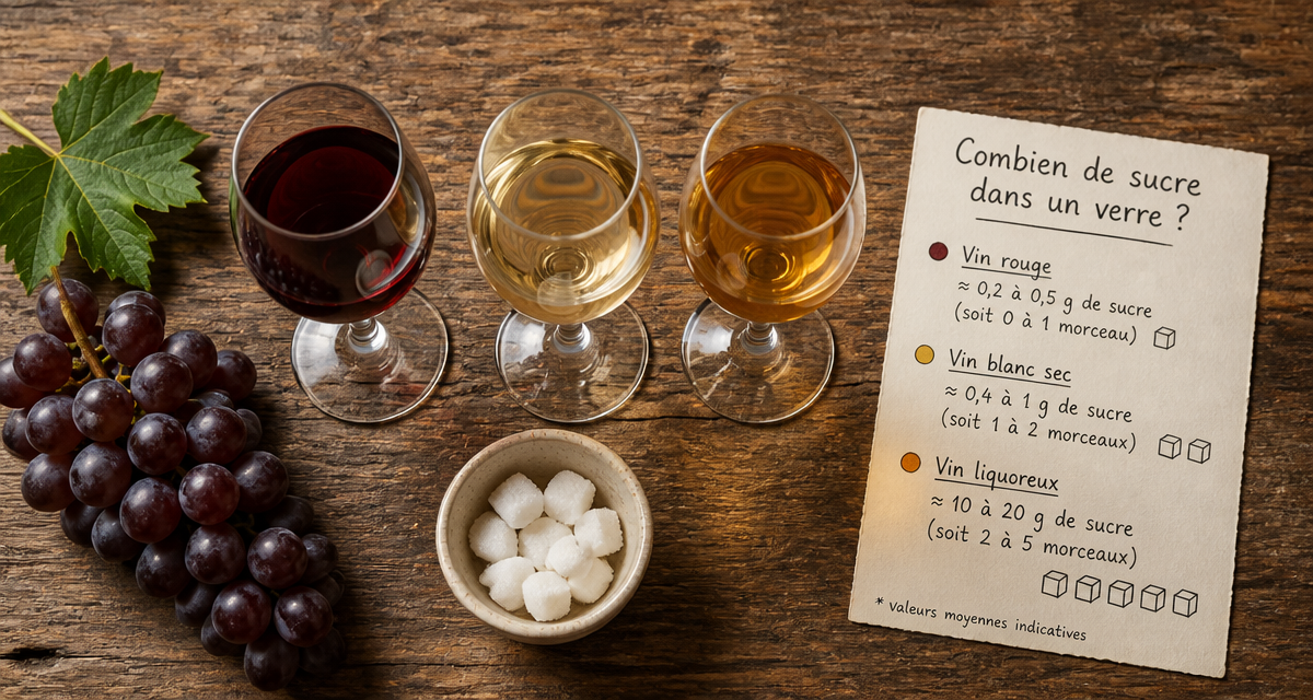 combien de sucre dans un verre de vin, verres et morceaux de sucre