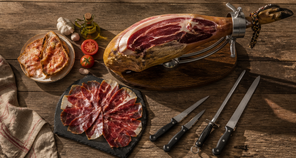 comment couper un jambon sur support avec couteaux
