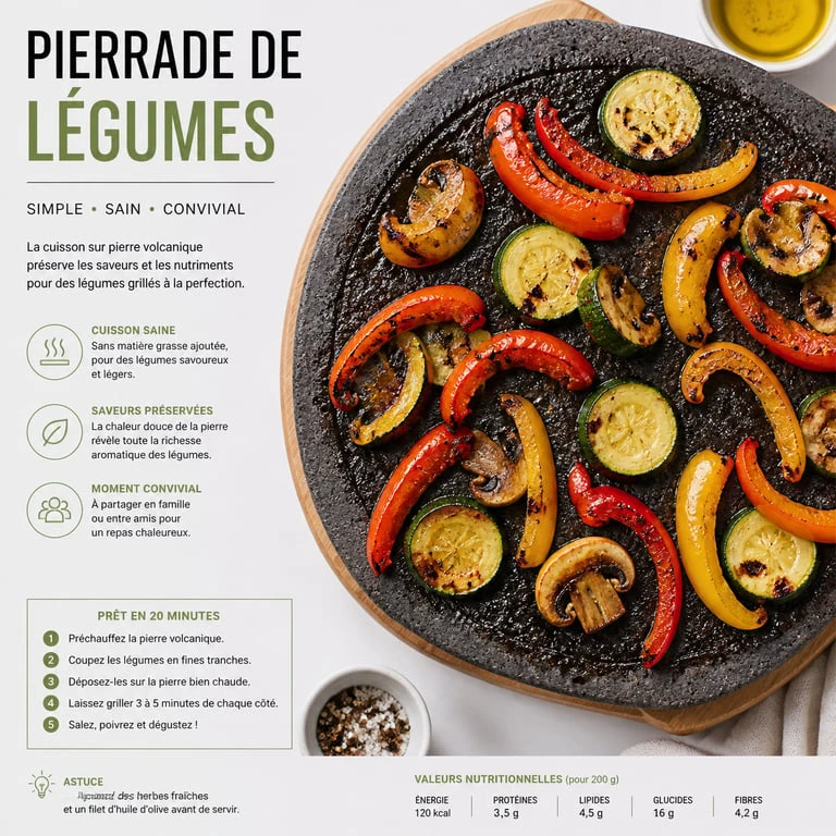 Assiette de légumes frais préparés pour une pierrade de légumes conviviale