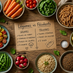 liste des legumes et feculents en bols sur table