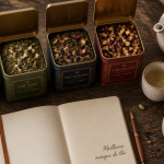 Meilleur marque de thé, boîtes et théière sur table