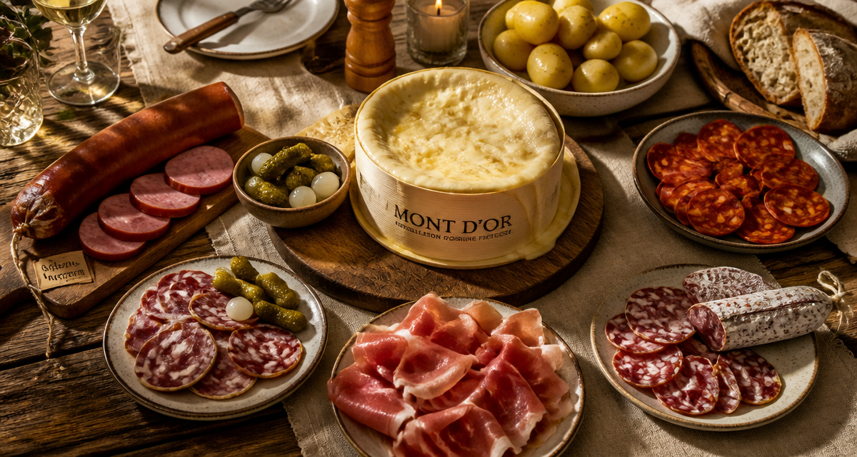 mont d or charcuterie sur table rustique