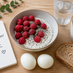 petit dej proteiné rapide avec skyr, œufs et pain complet