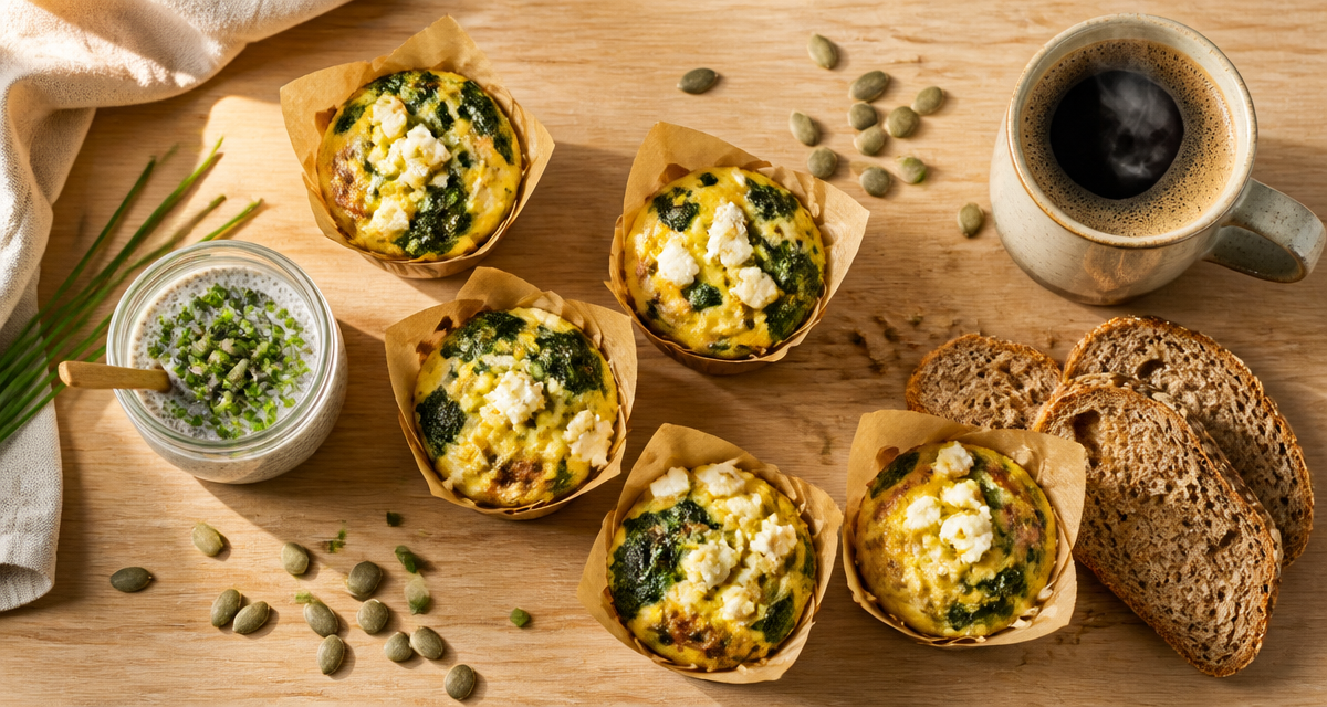 petit dejeuner sale a preparer la veille muffins oeufs epinards feta