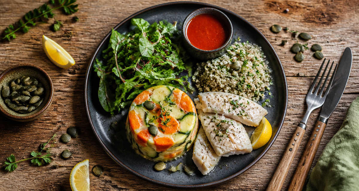 Que servir avec un flan de légumes, assiette avec accompagnements variés