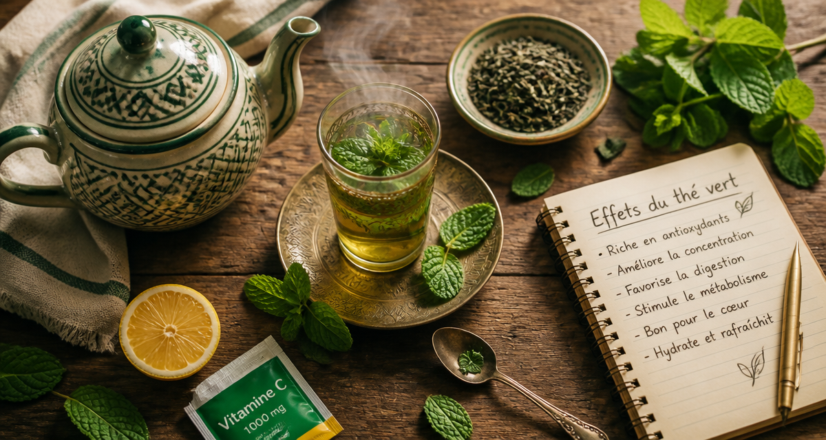the vert menthe effet secondaire sur table rustique