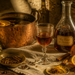 vin cuit apéritif français sur table rustique
