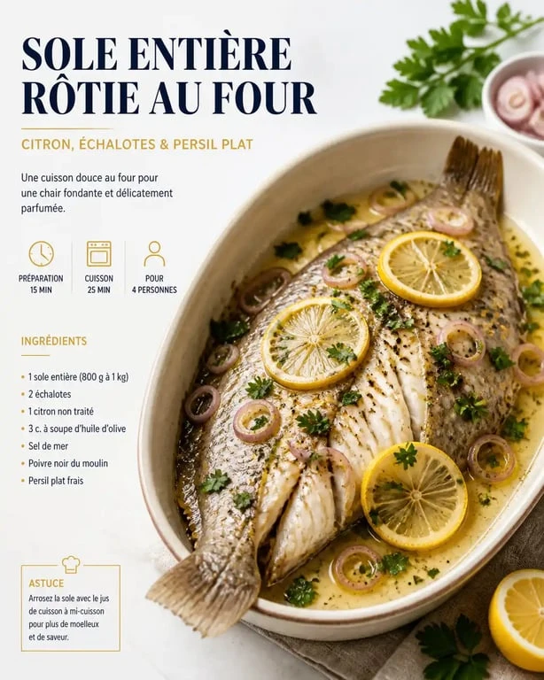 Sole au four aux herbes et citron, plat raffiné et facile à réaliser