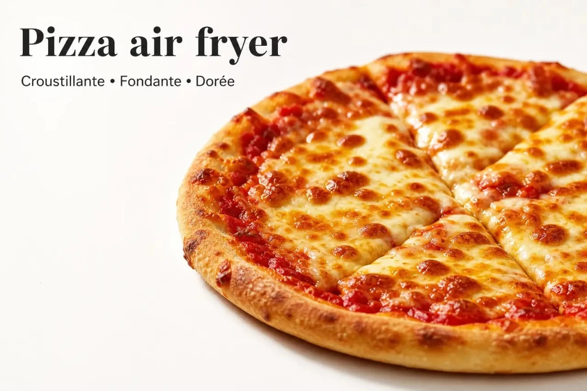 Pizza surgelée cuite à la perfection dans un air fryer avec une croûte croustillante et du fromage fondant