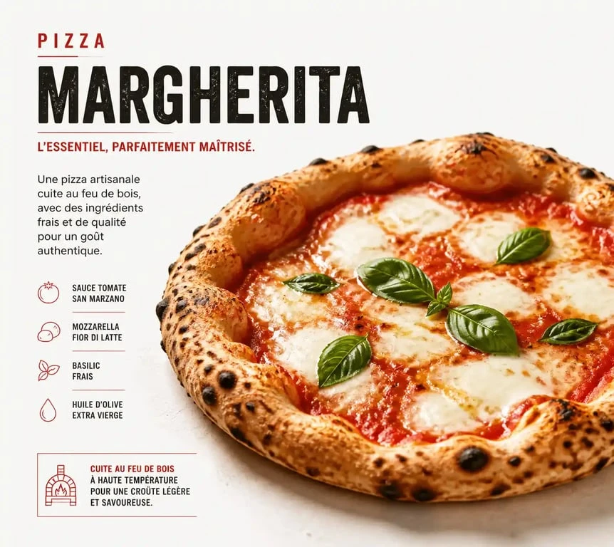 Pizza Margherita maison cuite au four domestique avec croûte dorée et basilic frais