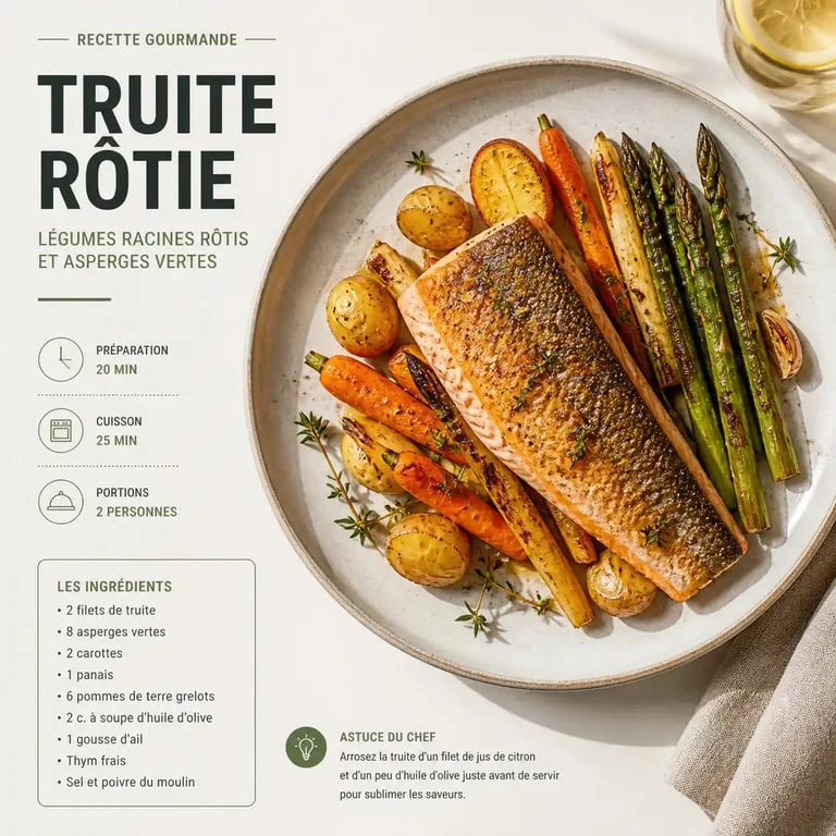 Filet de truite aux légumes rôtis, une idée d'accompagnement savoureuse et équilibrée