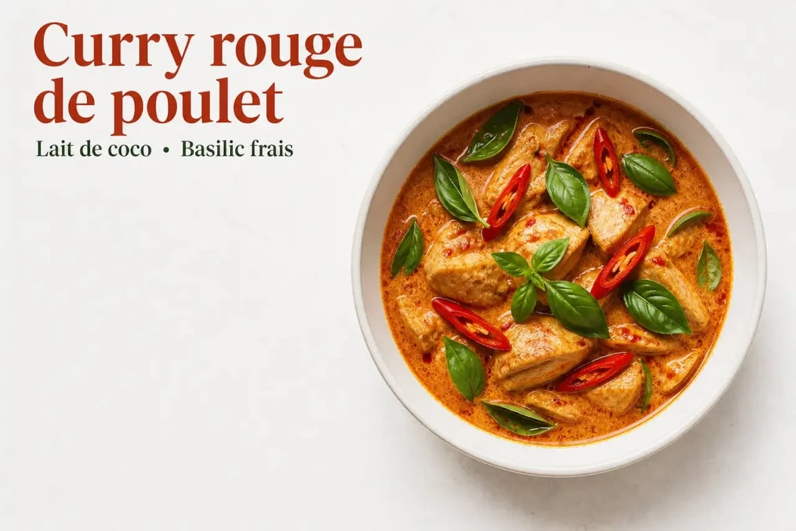Recette de curry rouge de poulet au lait de coco avec pâte de curry