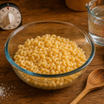 Comment cuire des pates au micro ondes : bol Pyrex, pâtes, eau salée