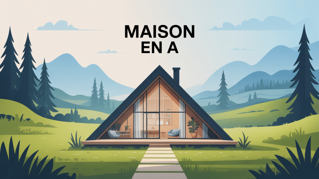 construction maison en a architecture triangulaire illustrée