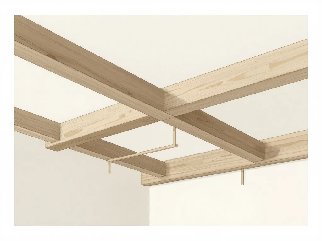 Schéma structure plafond à la française poutres et solives