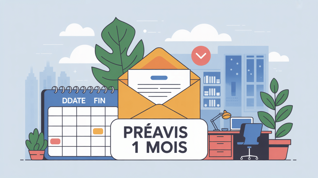 illustration lettre préavis 1 mois sur calendrier