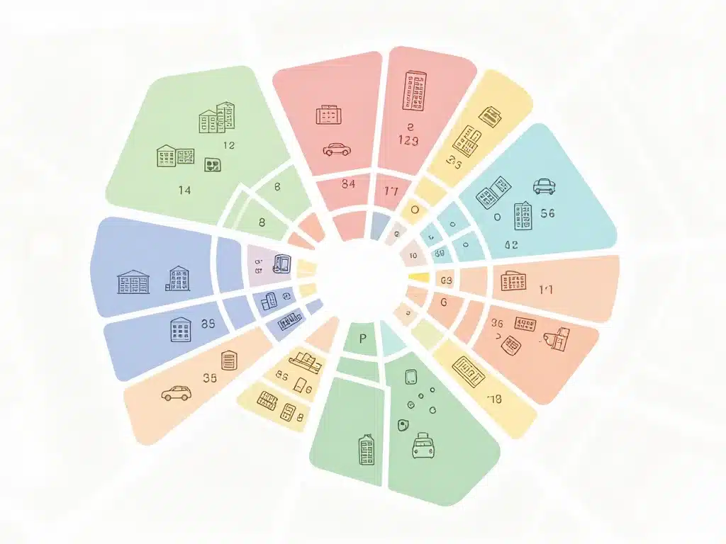Loi place de parking par appartement concept diagramme zones et quotas