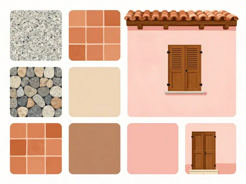 palette matériaux couleurs maison sarde traditionnelle