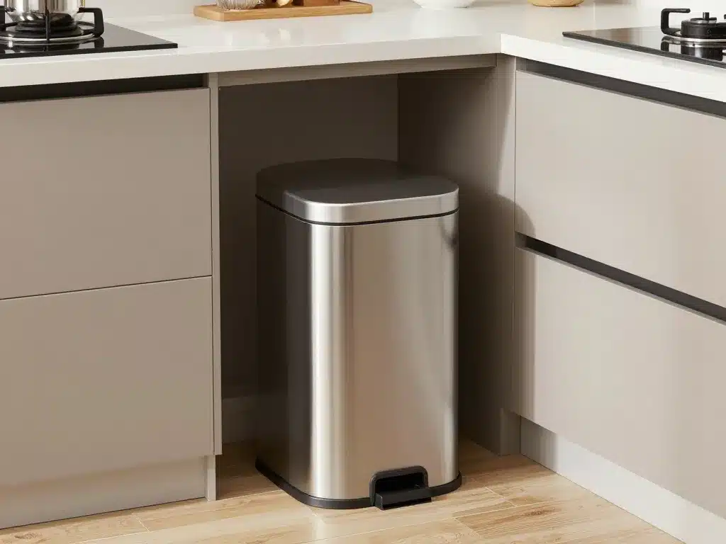 poubelle design cuisine élégante dans cuisine moderne