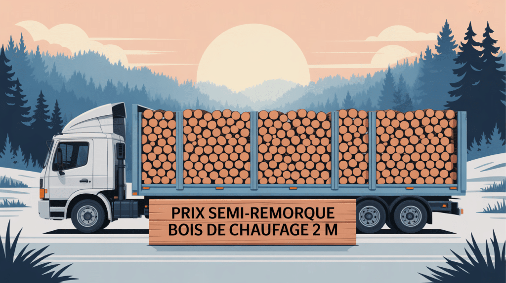 illustration du prix d'un semi remorque de bois de chauffage en 2m