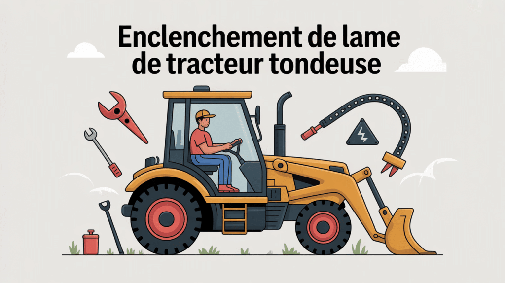 problème enclenchement lame tracteur tondeuse personnage et éléments mécaniques