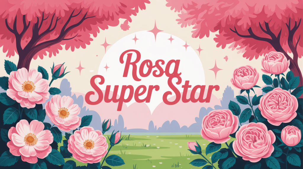 rosier rosa super star fleuri dans un massif estival