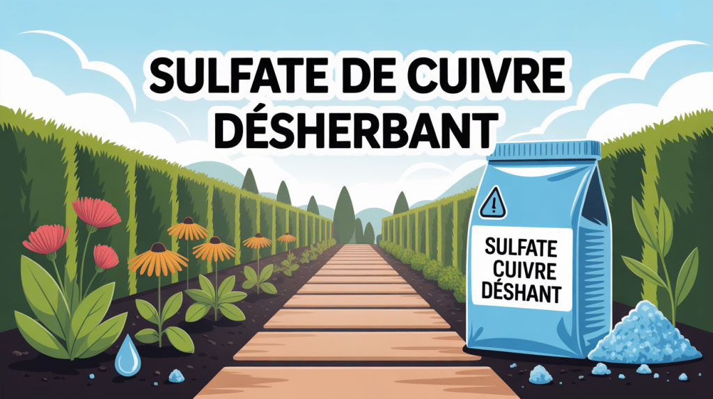 Illustration sulfate de cuivre desherbant risques précautions jardin