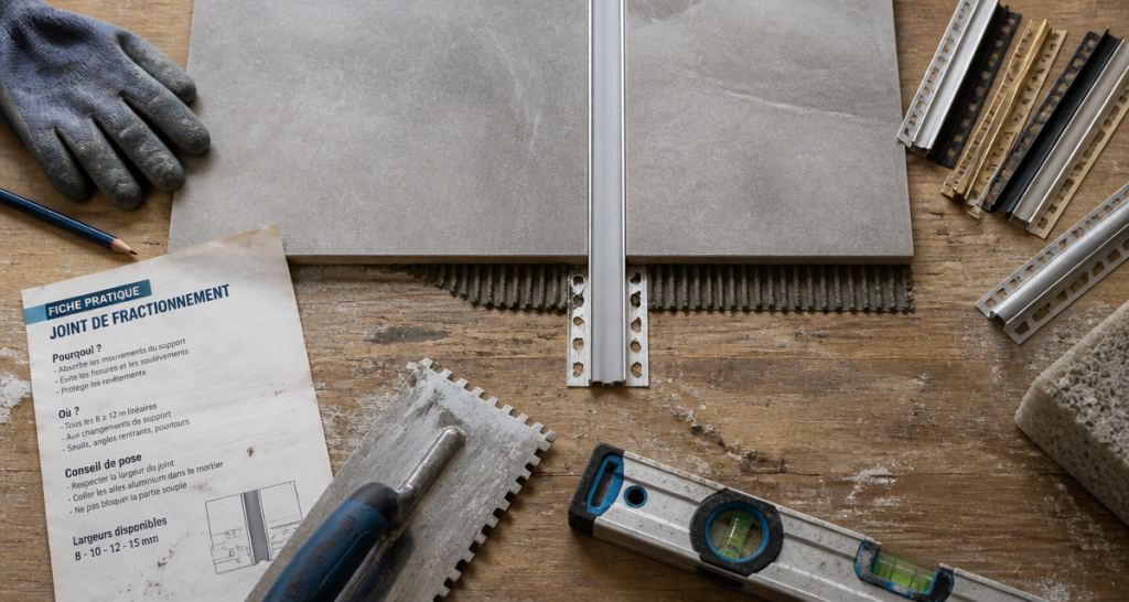 carrelage joint de fractionnement sur plan de travail