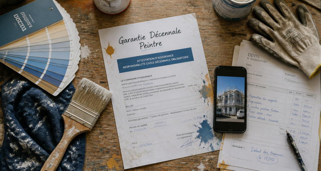 décennale peinture attestation sur bureau peintre