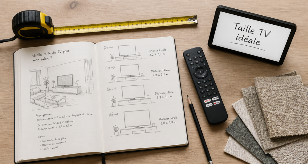quelle taille de tv choisir pour un salon table mètre croquis télécommande