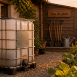 récupérateur d'eau 1000l cuve ibc au jardin