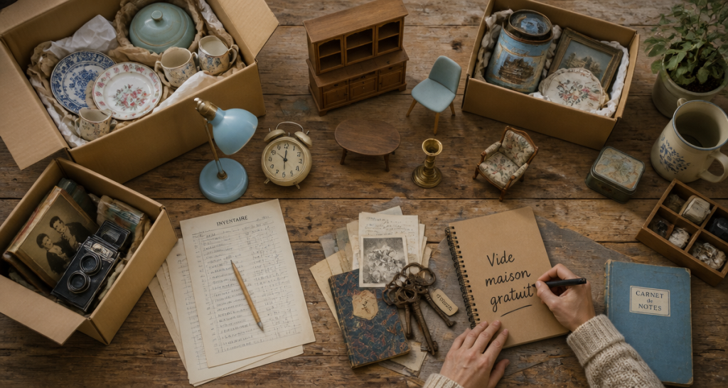 vide maison gratuit table objets anciens