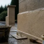Crépi muret extérieur sur muret en parpaings, finition durable