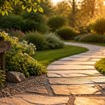 dalle allee de jardin en pierre naturelle et grès