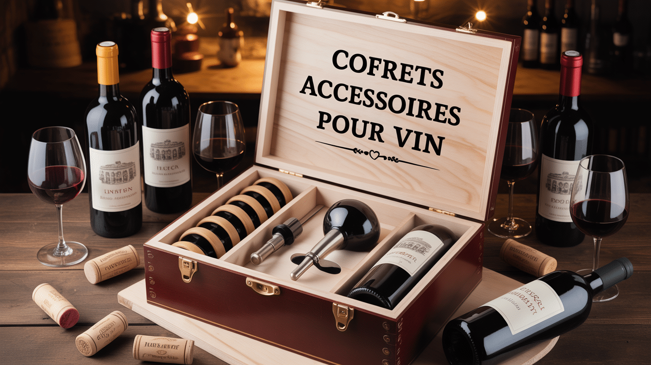 coffret accessoires pour vin bois avec accessoires