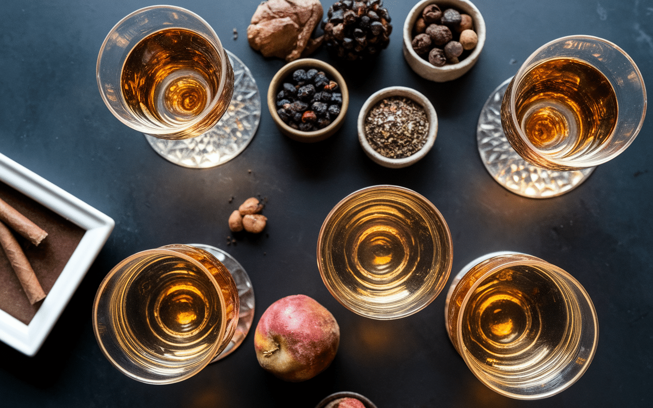 cognac vs whisky verres dégustation arômes table