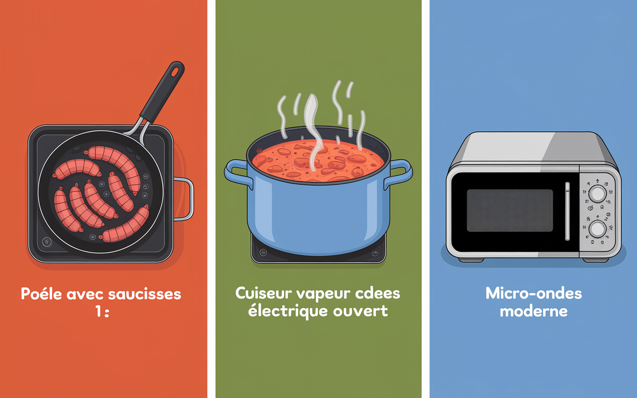 Cuisson diots rapide poêle micro-ondes vapeur