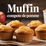 muffin compote de pomme sur table avec pommes et compote