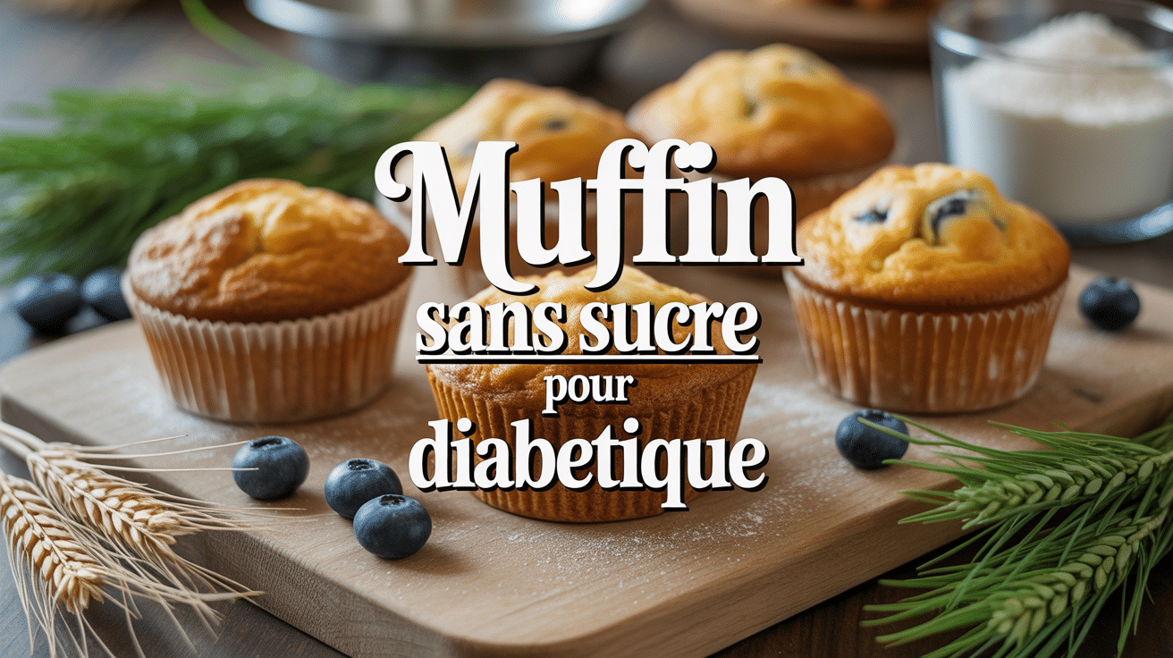 Muffin sans sucre pour diabetique avec myrtilles sur planche