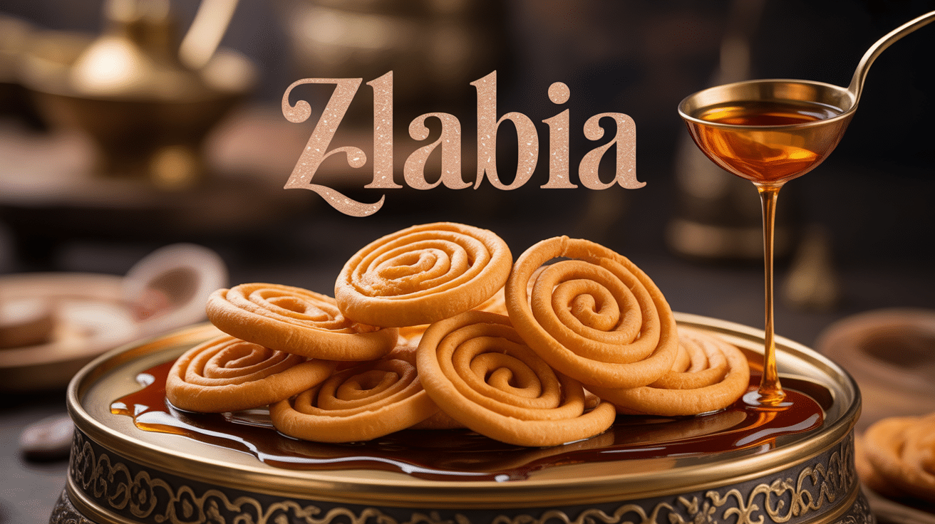 Spirales dorées origine zlabia sur plateau cuivre