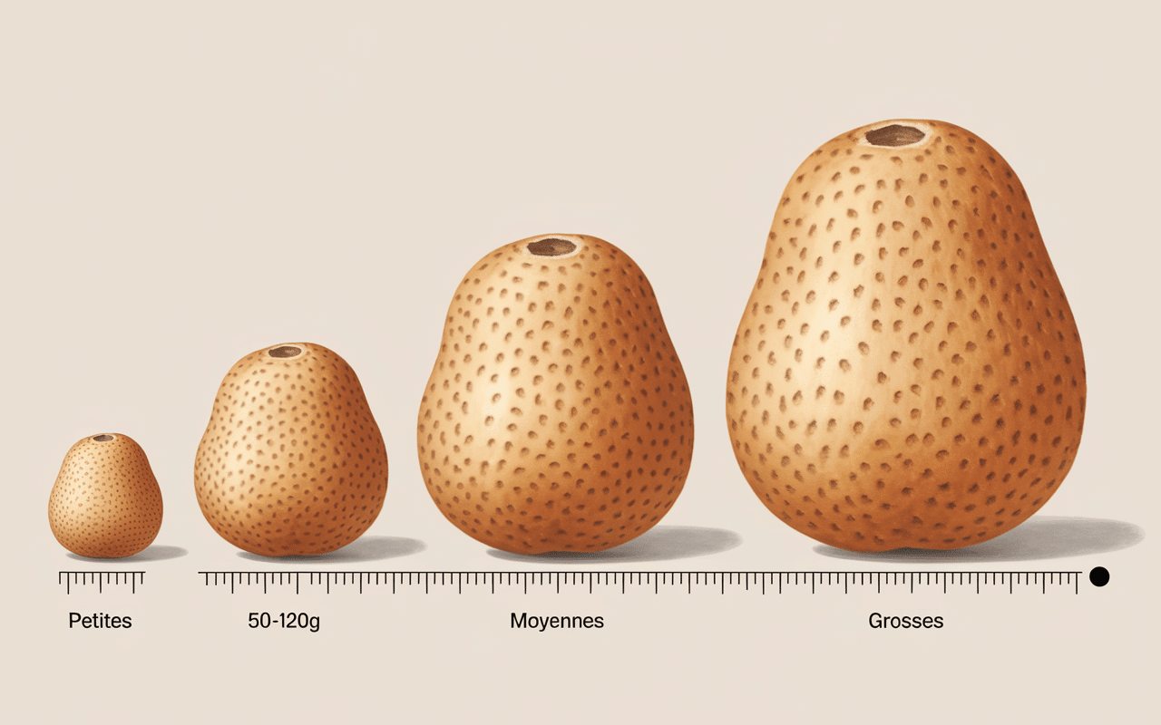 Poids pomme de terre petite moyenne grosse avec règle